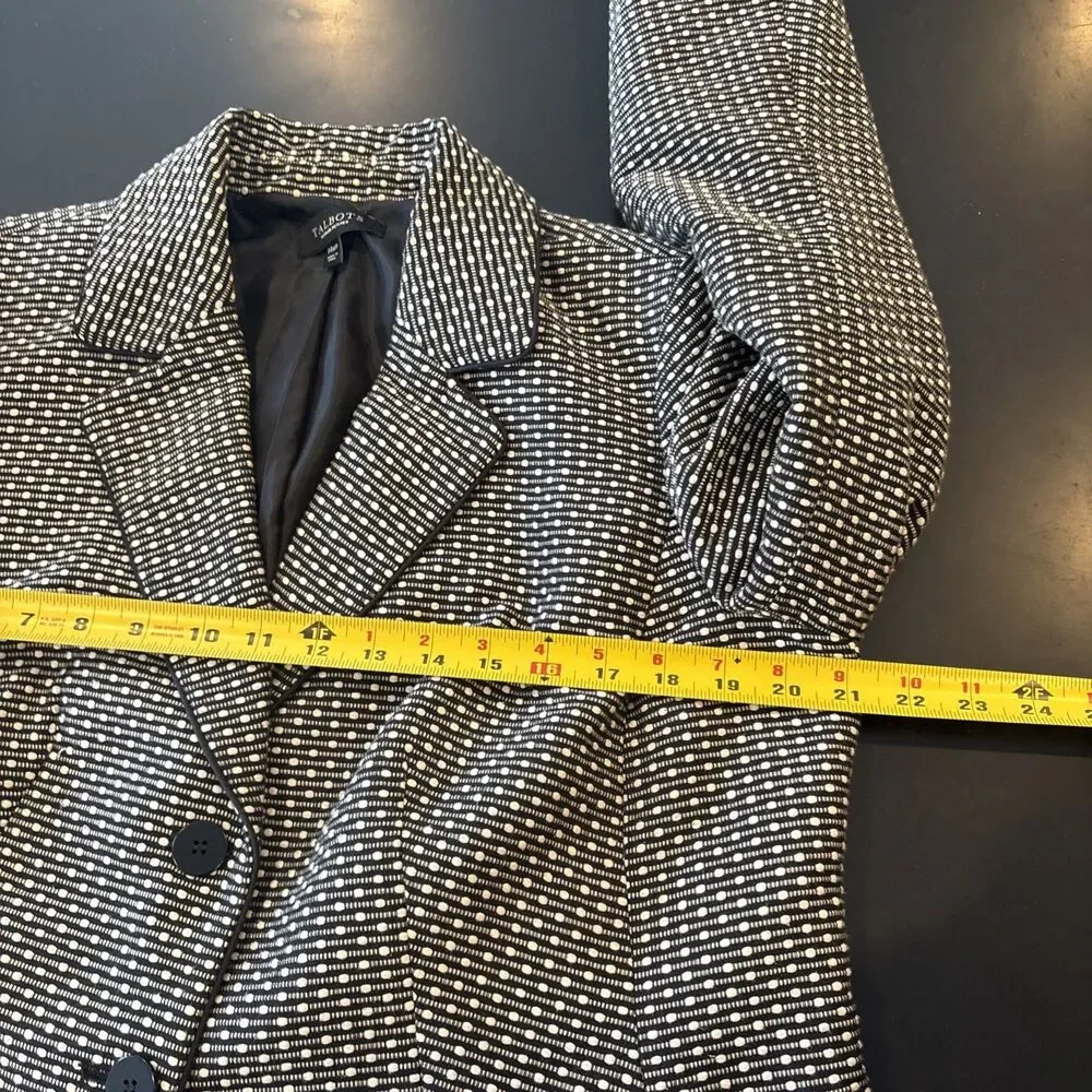 Talbots Black & White Dot Fully Lined Suit Jacket Women Sz 14W Petite Career